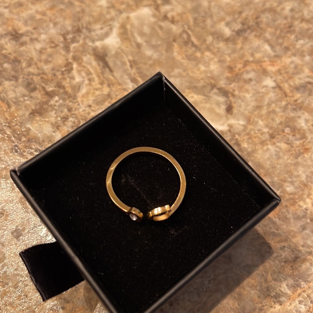 Tiny C And Diamond Initial Gold Ring - image 3